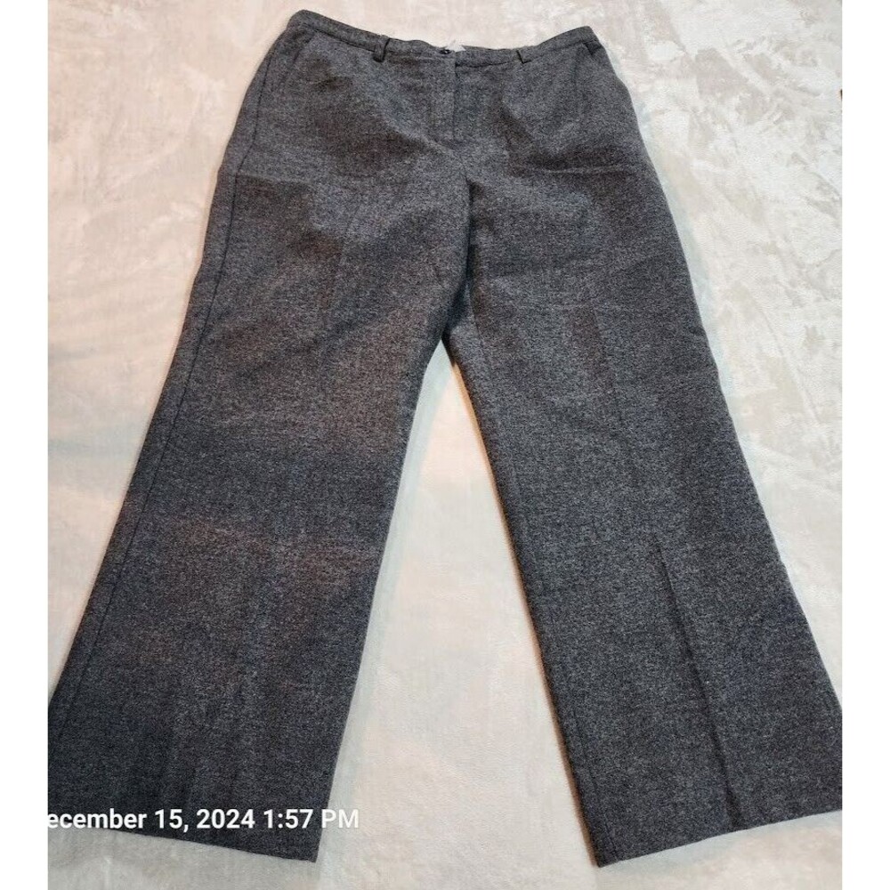Sag Harbor Women Size 12 Grey Wool Blend Trousers Pants with Elastic Waist Sides - Picture 6 of 10